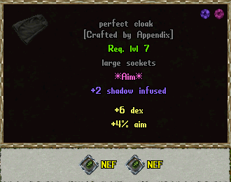 Socketed item with runes example
